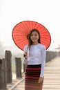 Portrait of smiling beautiful young burmese woman Royalty Free Stock Photo