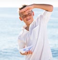 portrait boy boat Royalty Free Stock Photo