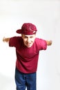 Portrait of smiling breakdancer closeup on white backgr Royalty Free Stock Photo