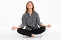 Portrait of a smiling calm girl meditating Royalty Free Stock Photo