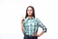 Portrait of a smiling casual woman showing thumbs up Royalty Free Stock Photo