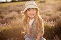 Portrait of smiling child. Contre-jour sunset shot. Soft contras Royalty Free Stock Photo