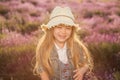 Portrait of smiling child. Contre-jour sunset shot. Royalty Free Stock Photo