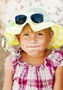 Portrait of a smiling country girl with pursed lips