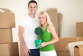 Portrait of smiling couple in new home Royalty Free Stock Photo