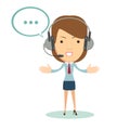 Portrait of smiling customer support female phone worker Royalty Free Stock Photo