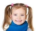 Portrait of smiling cute little girl in blue scarf Royalty Free Stock Photo