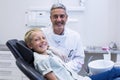 Portrait of smiling dentist and young patient Royalty Free Stock Photo