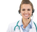 Portrait of smiling doctor woman in headset Royalty Free Stock Photo