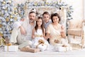 Portrait of cute happy family celebrating Christmas Royalty Free Stock Photo