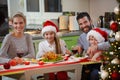 Portrait of family on traditional Christmas dinner