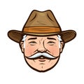 Portrait of a smiling farmer in a hat. Vector illustration