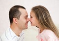 Portrait of smiling father with his little daughter child sharing love