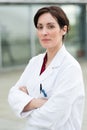 Portrait smiling female doctor outdoor Royalty Free Stock Photo