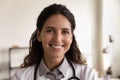 Portrait of smiling female doctor pose in hospital Royalty Free Stock Photo