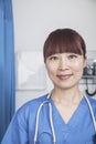 Portrait of smiling female doctor with a stethoscope