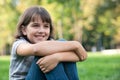 Portrait of a smiling girl in autumn park Royalty Free Stock Photo