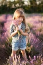 Portrait of a smiling girl in a lavender field. Royalty Free Stock Photo