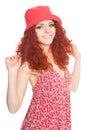 Portrait smiling girl with red hair Royalty Free Stock Photo