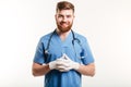 Portrait of a smiling happy male medical doctor or nurse Royalty Free Stock Photo