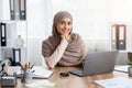 Portrait Of Smiling Islamic Female Entrepreneur At Her Workplace In Office