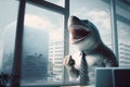 Portrait of smiling, laughing corporate shark, successful entrepreneur, a shark when it comes to business. AI generative Royalty Free Stock Photo