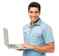 Portrait Of Smiling Man With Laptop Royalty Free Stock Photo