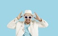 Portrait of smiling man in sunglasses and hat Royalty Free Stock Photo