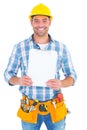 Portrait of smiling manual worker holding clipboard Royalty Free Stock Photo