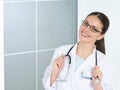 Portrait of smiling medical doctor woman with stethoscope Royalty Free Stock Photo