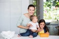 Portrait of smiling mother with children Royalty Free Stock Photo