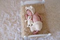 Newborn Baby Girl with Stuffed Bear