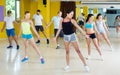 Portrait of smiling people dancing zumba Royalty Free Stock Photo