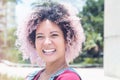 Portrait of a smiling punk girl with pink hair Royalty Free Stock Photo