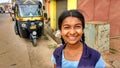 Portrait of smiling schoolgirl, India