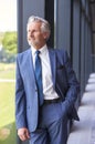 Portrait Of Smiling Senior Businessman CEO Chairman Standing By Window Inside Modern Office Building Royalty Free Stock Photo