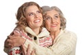 Close up portrait of smiling senior mother and her daughter Royalty Free Stock Photo