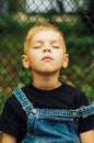 Portrait of smiling seven year old boy. Seven year old boy with Royalty Free Stock Photo