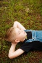 Portrait of smiling seven year old boy. Seven year old boy with