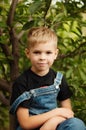 Portrait of smiling seven year old boy. Seven year old boy with Royalty Free Stock Photo