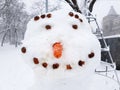 Portrait of a smiling snowman. Royalty Free Stock Photo