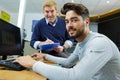 portrait smiling student in training course Royalty Free Stock Photo