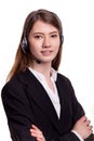 Portrait of smiling support phone operator in headset Royalty Free Stock Photo