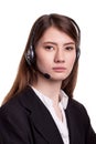 Portrait of smiling support phone operator in headset Royalty Free Stock Photo