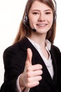 Portrait of smiling support phone operator in headset Royalty Free Stock Photo