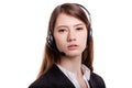 Portrait of smiling support phone operator in headset Royalty Free Stock Photo