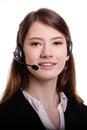 Portrait of smiling support phone operator in headset Royalty Free Stock Photo