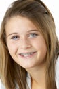 Portrait Of Smiling Teenage Girl With Braces Royalty Free Stock Photo