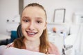 Portrait of smiling teenage girl with braces Royalty Free Stock Photo