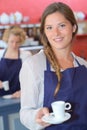 Portrait smiling waitress in bar Royalty Free Stock Photo